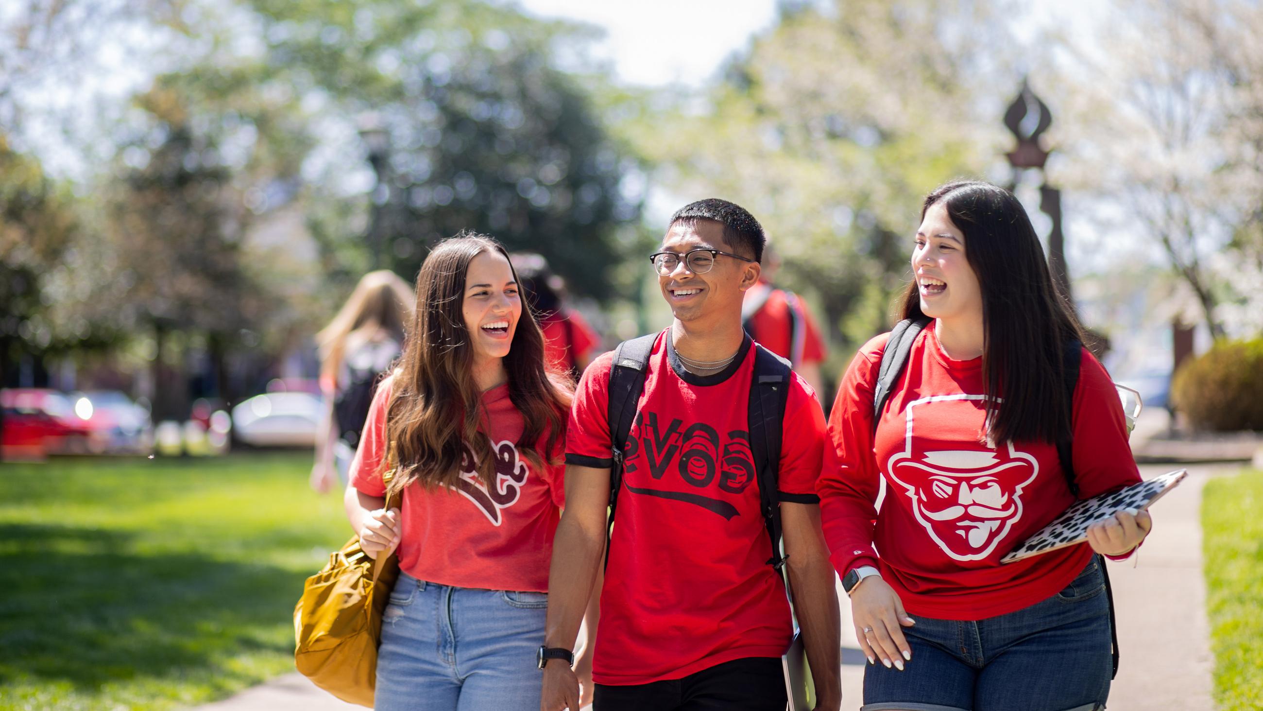 Students walking together on campus